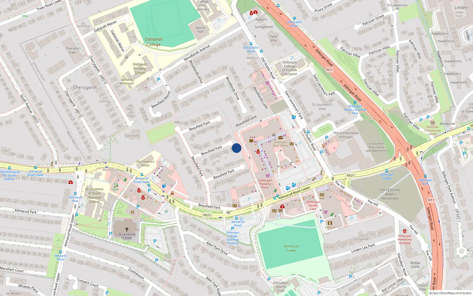 Overhead map showing the location of 26 Beaufield Park, Dublin