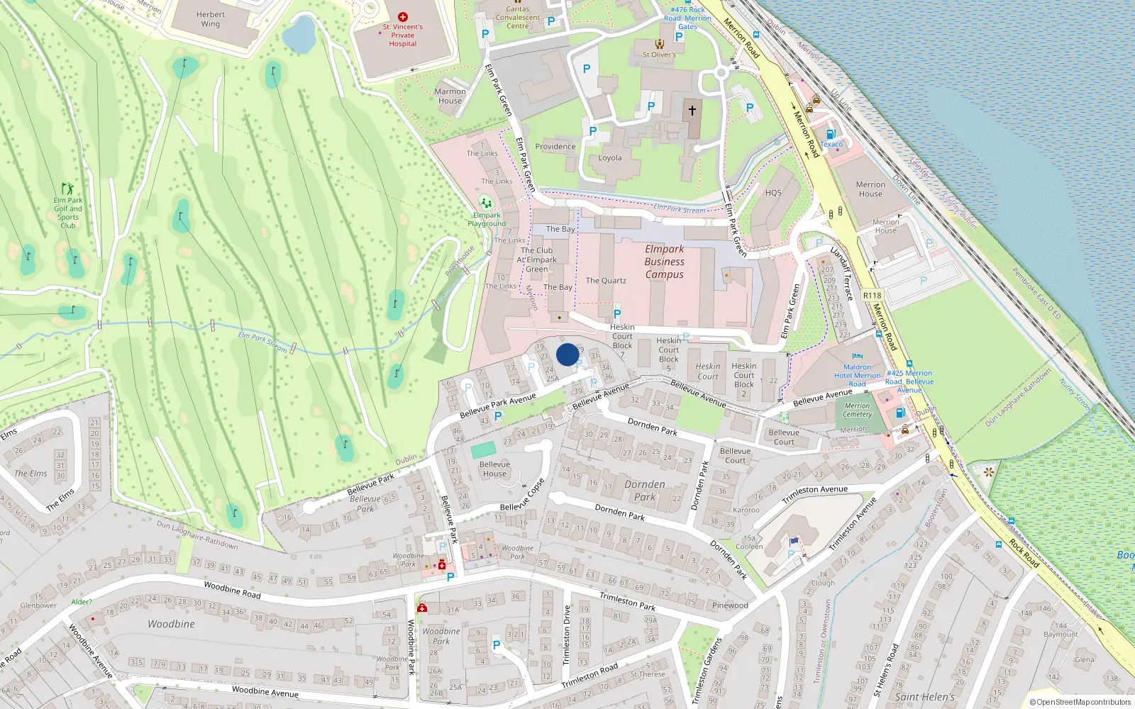 Overhead map showing the location of 26 Bellevue Park Avenue, Priesthouse