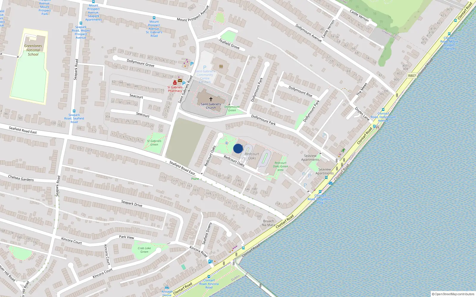 Overhead map showing the location of 26 Brent House, Redcourt Oaks, Seafield Road East Dublin 3