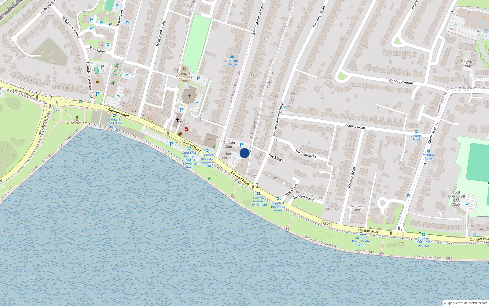 Overhead map showing the location of 26 Carlton Court, Clontarf, Dublin 3