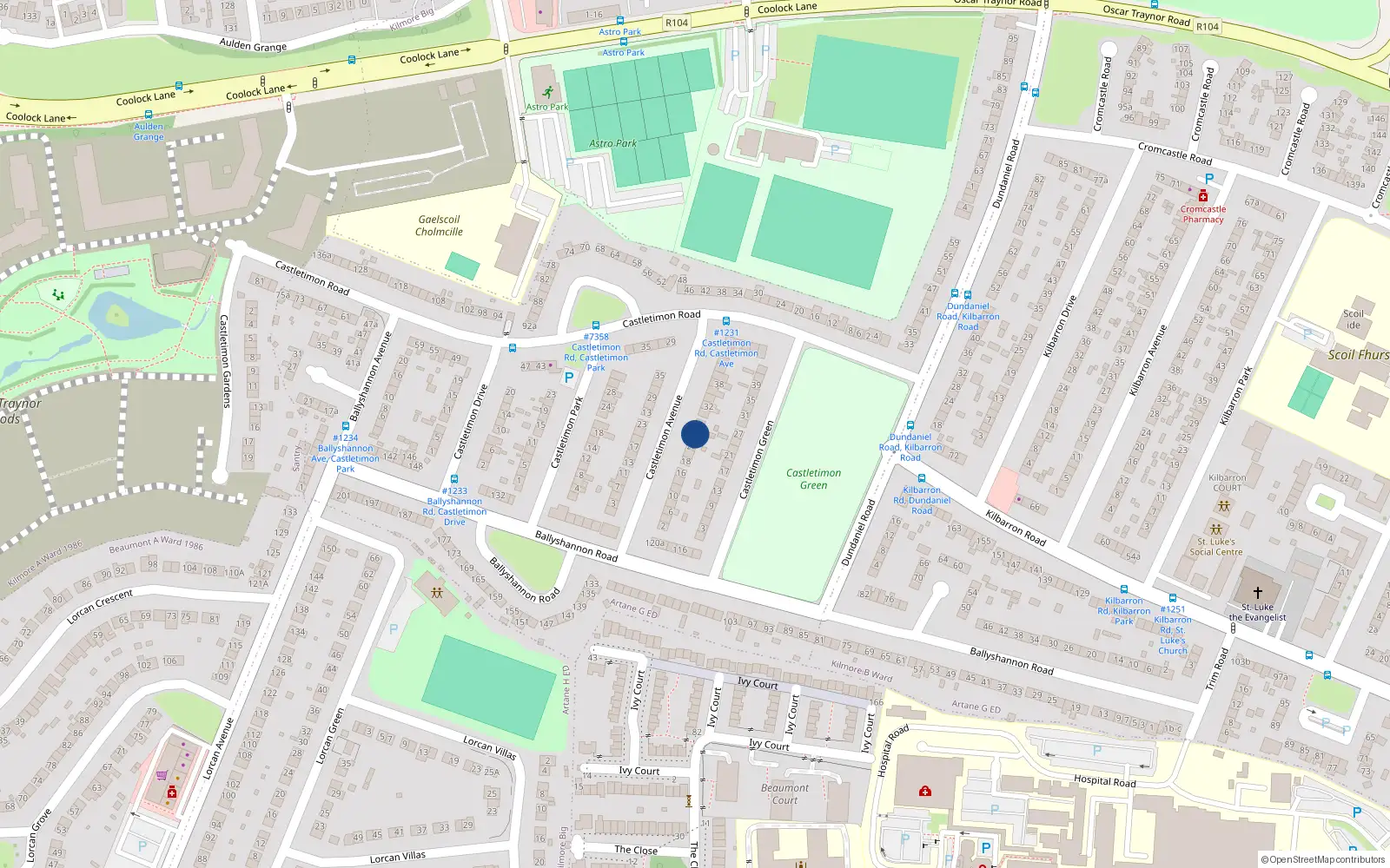 Overhead map showing the location of 26 Castletimon Avenue, Dublin 5