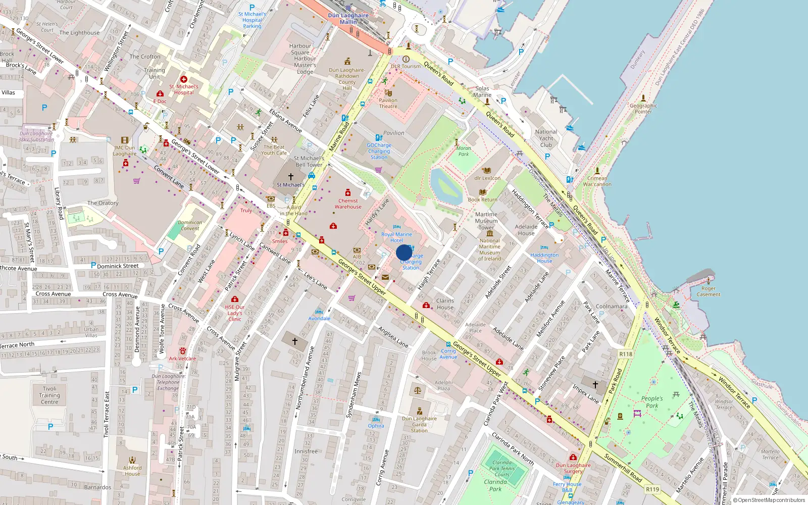 Overhead map showing the location of 26 Century Court, Upper Georges St, Dun Laoghaire