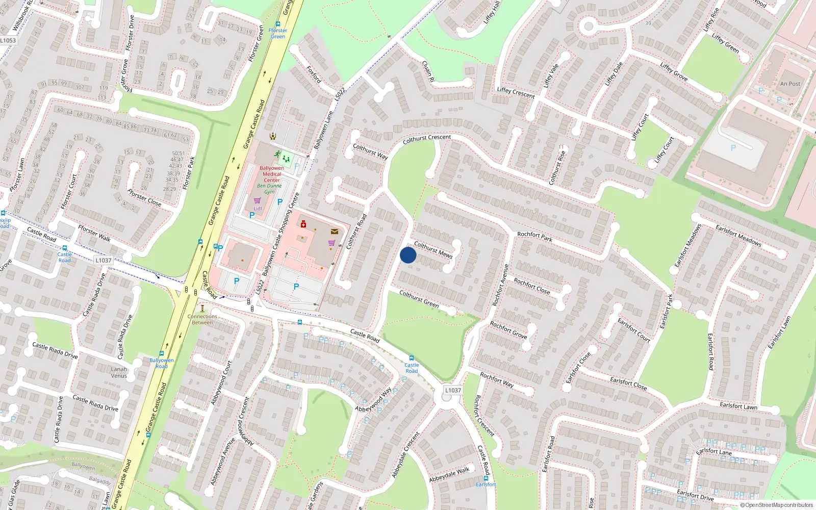 Overhead map showing the location of 26 Colthurst Mews, Huntington Glen, Lucan
