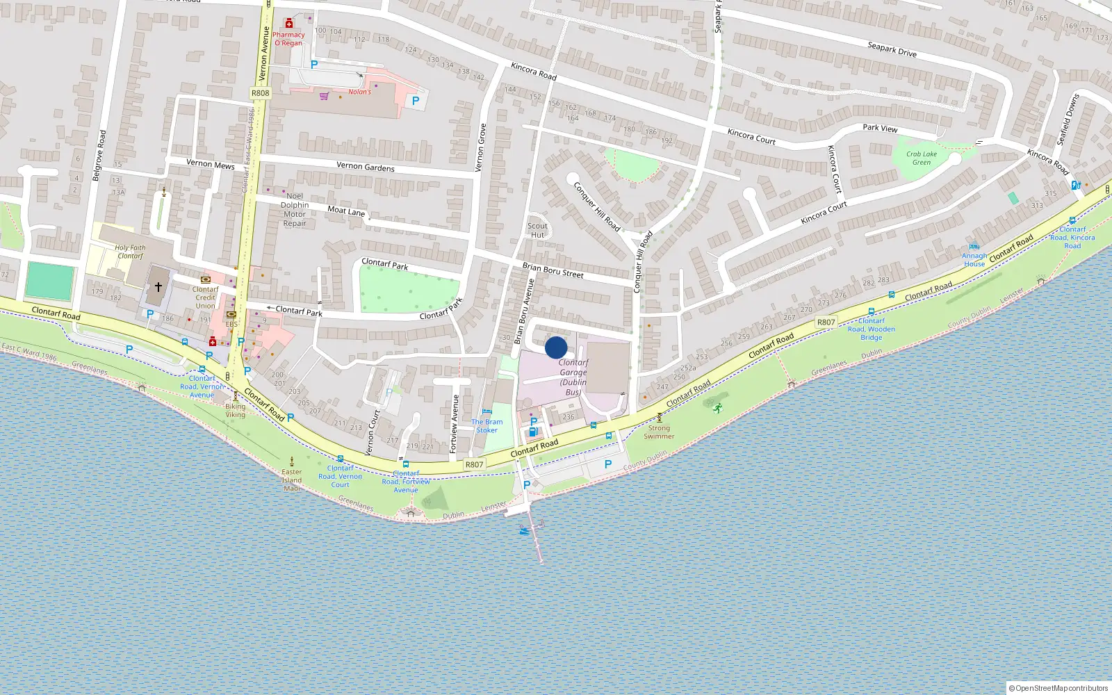 Overhead map showing the location of 26 Conquer Hill Avenue, Clontarf, Dublin 3