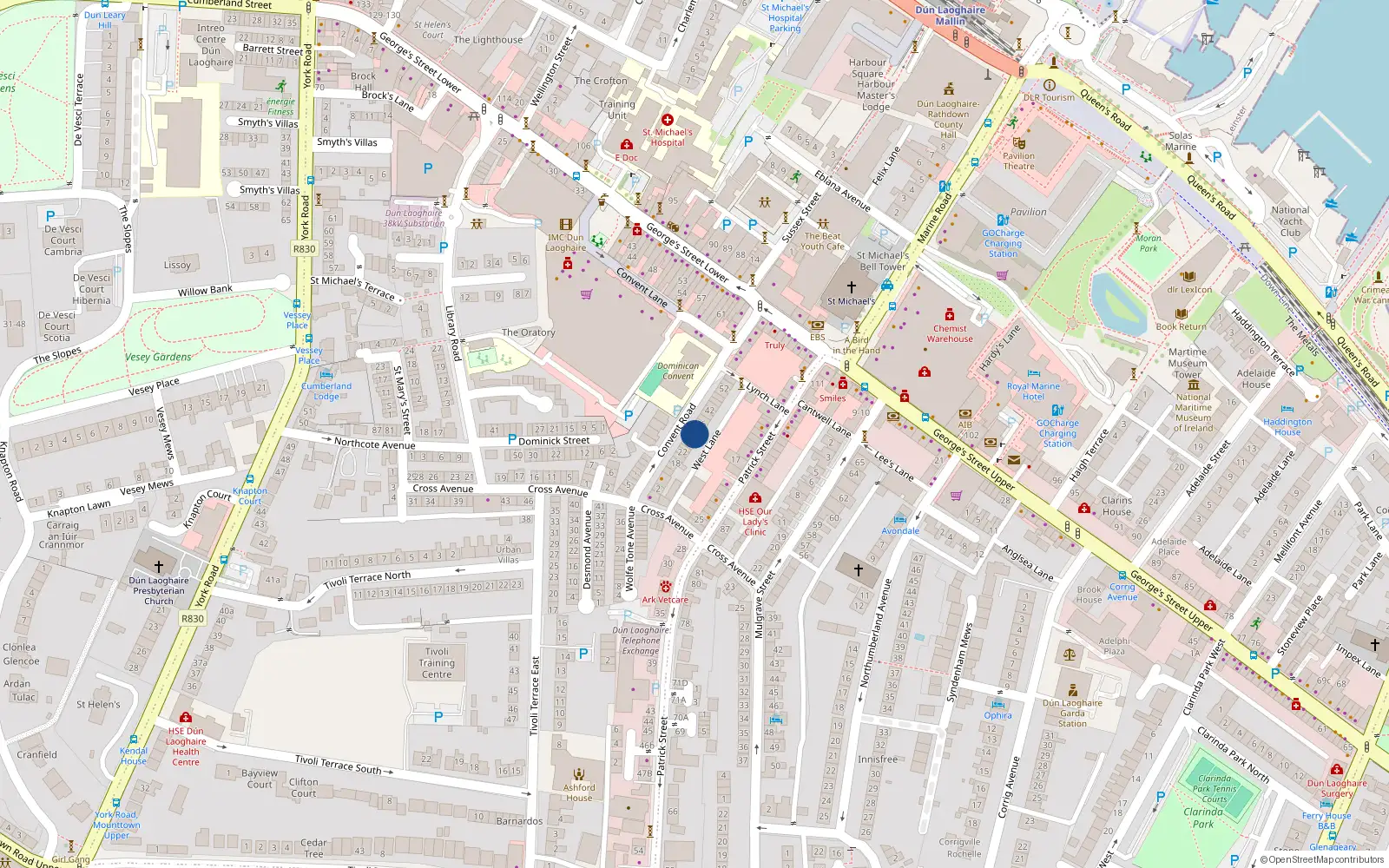 Overhead map showing the location of 26 Convent Road, Dublin