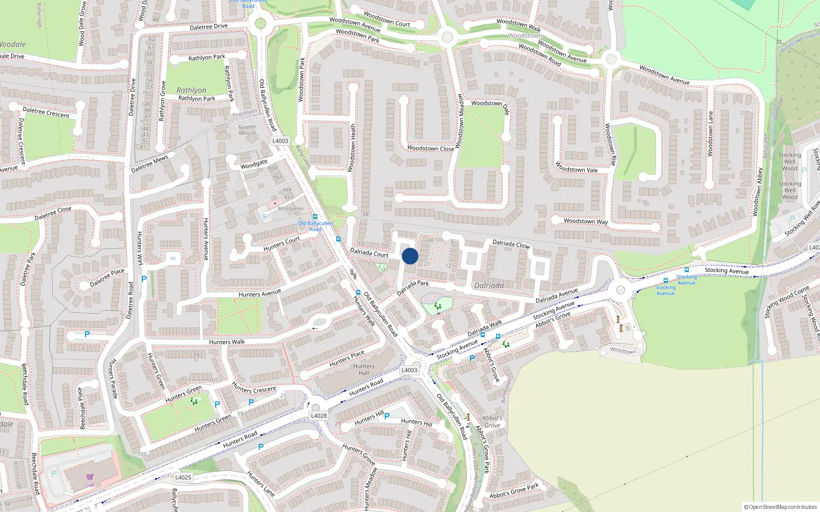 Overhead map showing the location of 26 Dalriada Court, Dublin