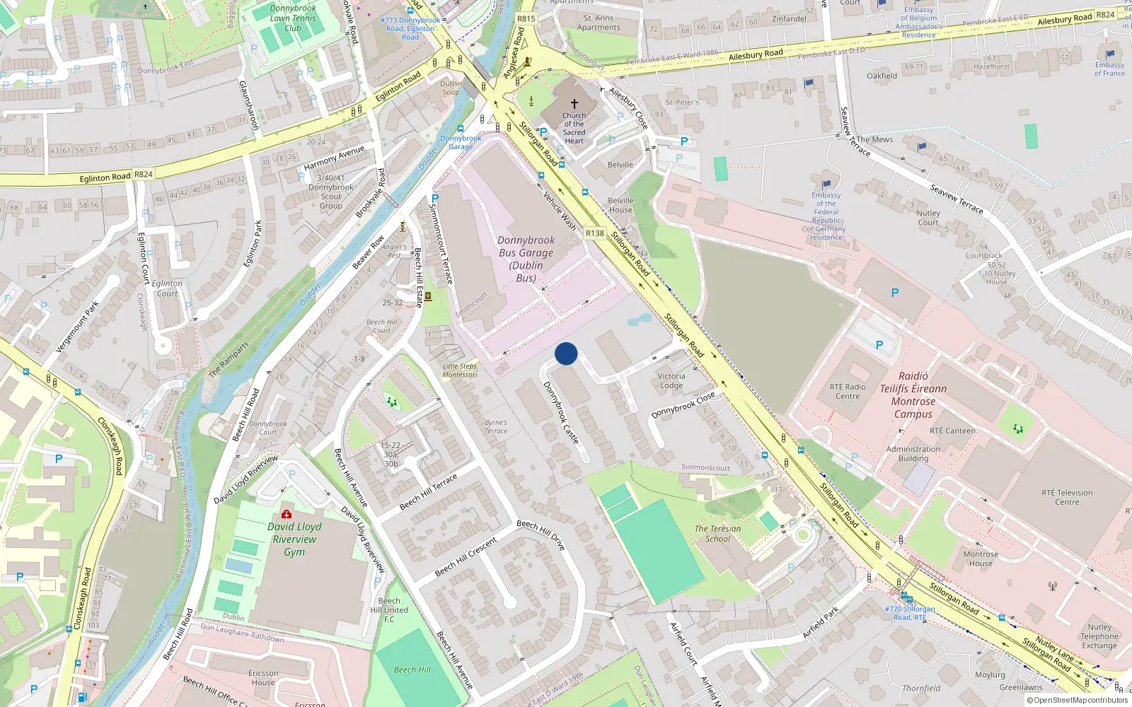 Overhead map showing the location of 26 Donnybrook Castle, Simmonscourt