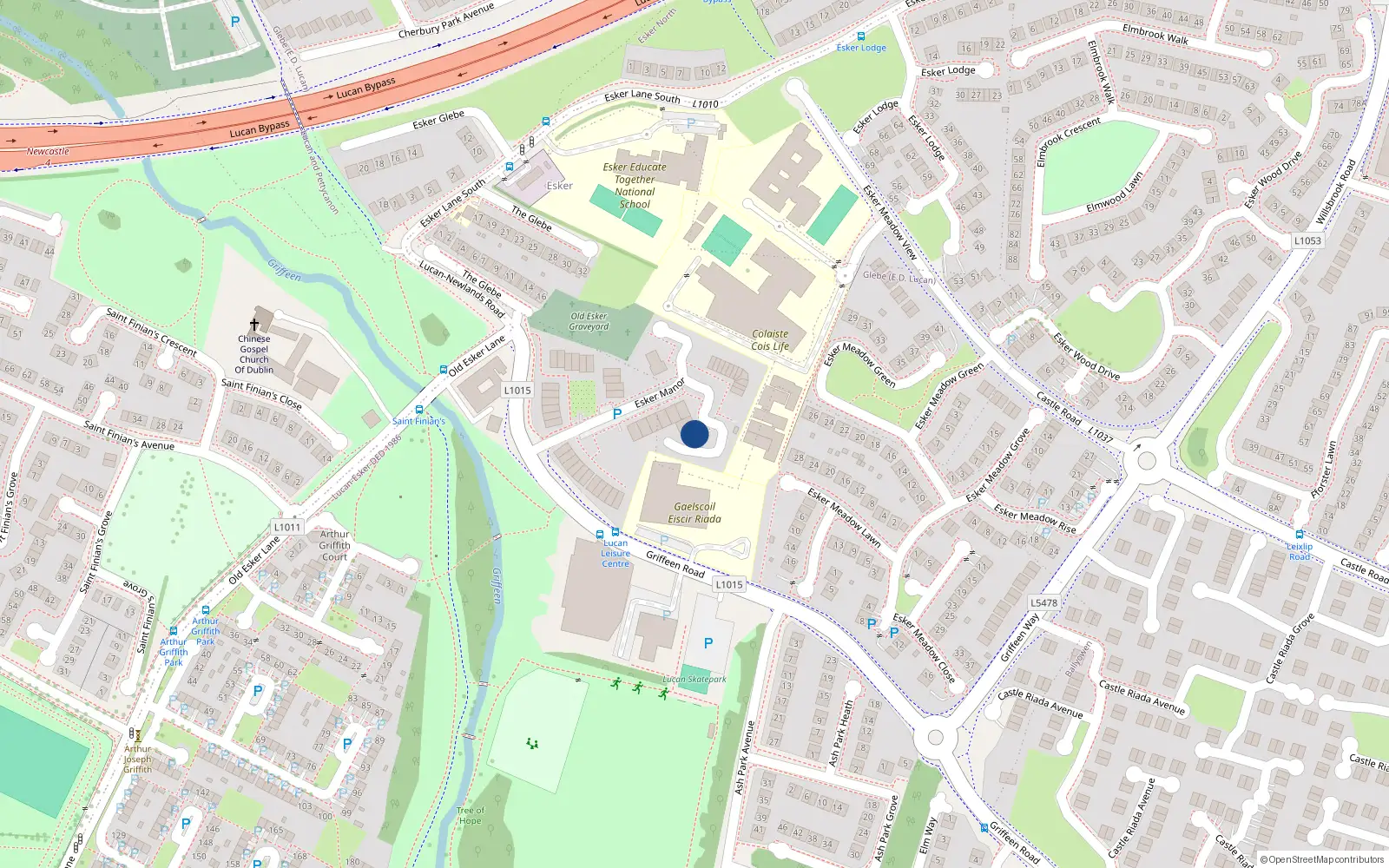 Overhead map showing the location of 26 Esker Manor, Lucan