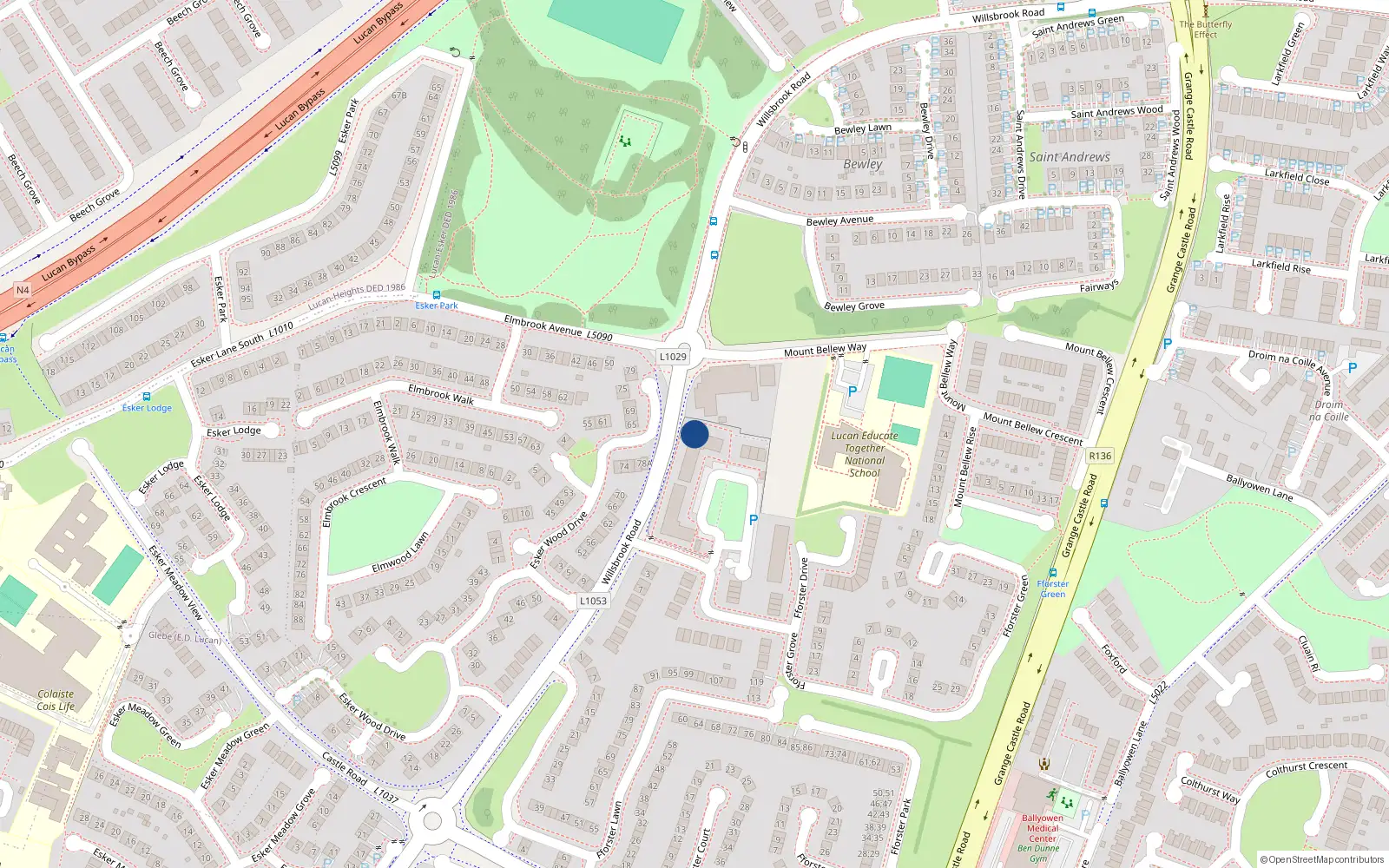 Overhead map showing the location of 26 Fforster Square, Lucan