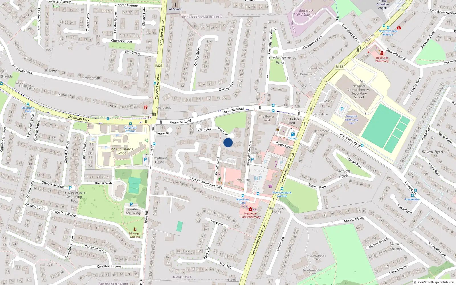 Overhead map showing the location of 26 Fleurville, Blackrock