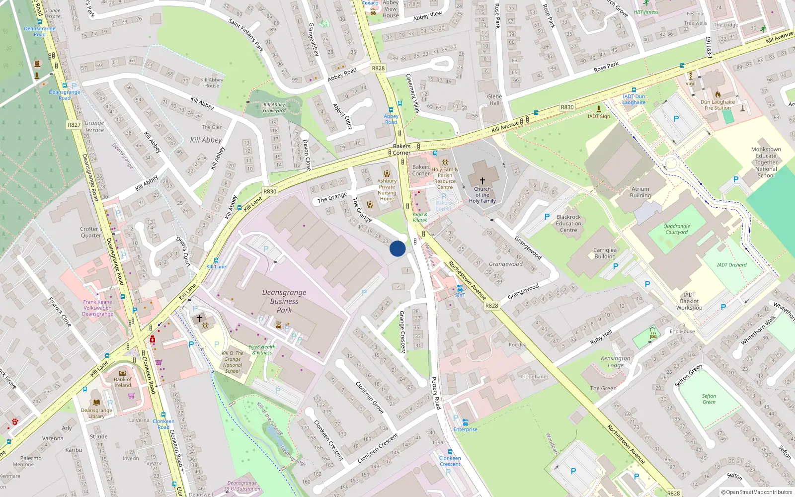Overhead map showing the location of 26 Grange Terrace, Deansgrange, Dublin
