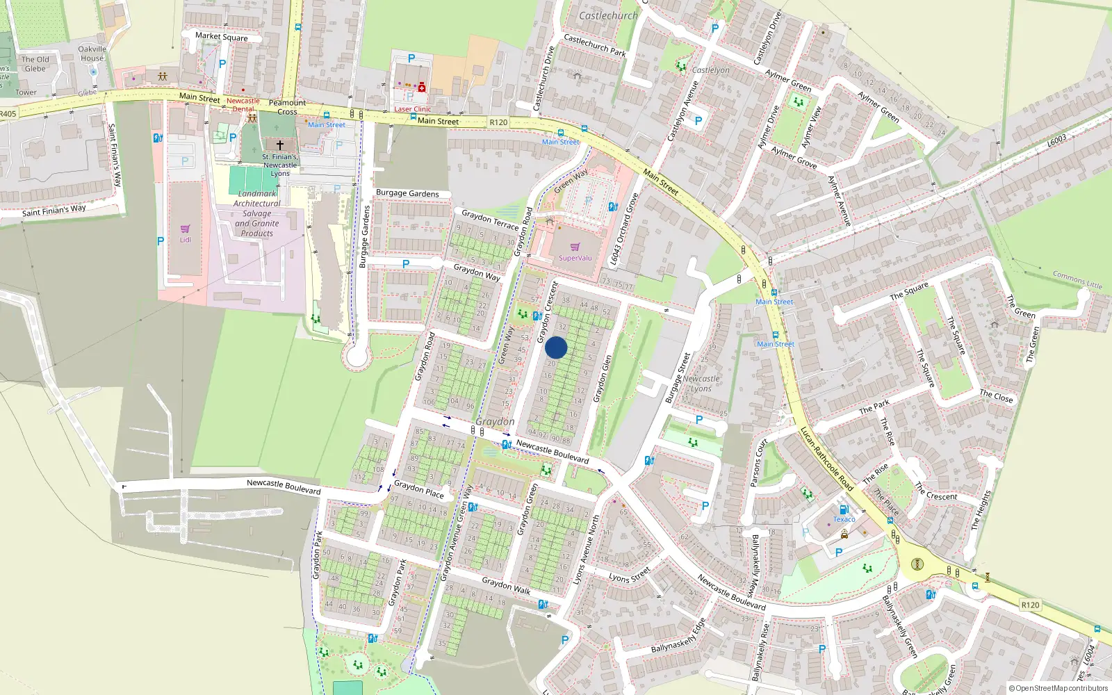 Overhead map showing the location of 26 Graydon Crescent, Newcastle