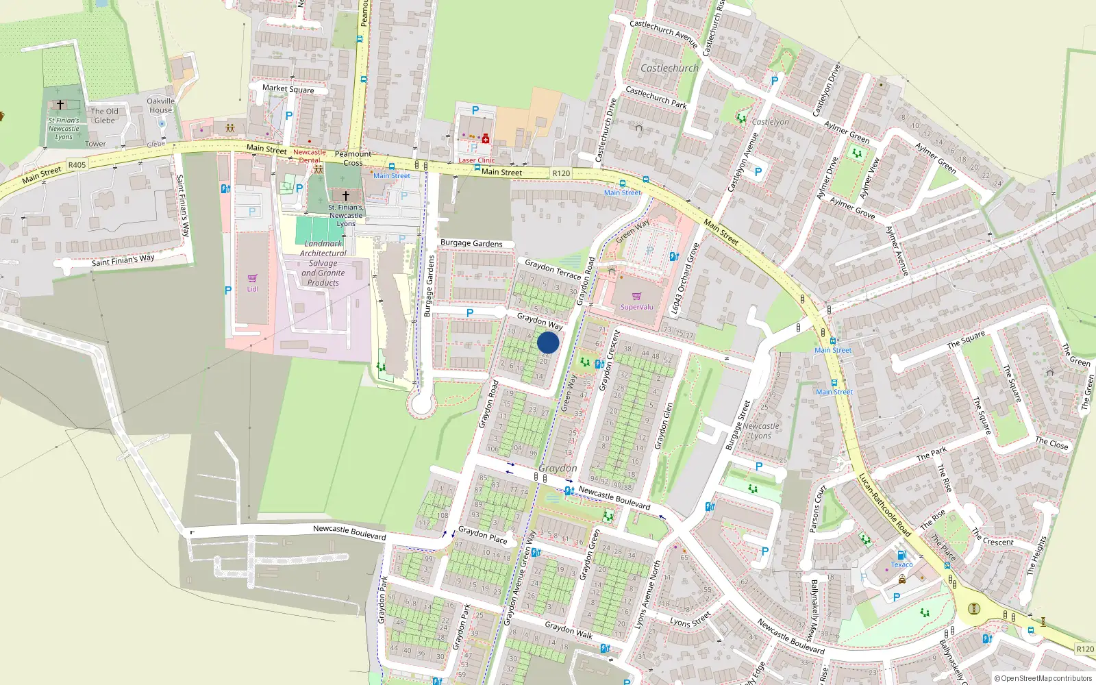 Overhead map showing the location of 26 Graydon Road, Newcastle South