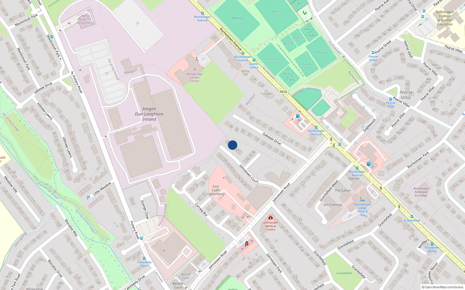 Overhead map showing the location of 26 Johnstown Court, Dun Laoghaire