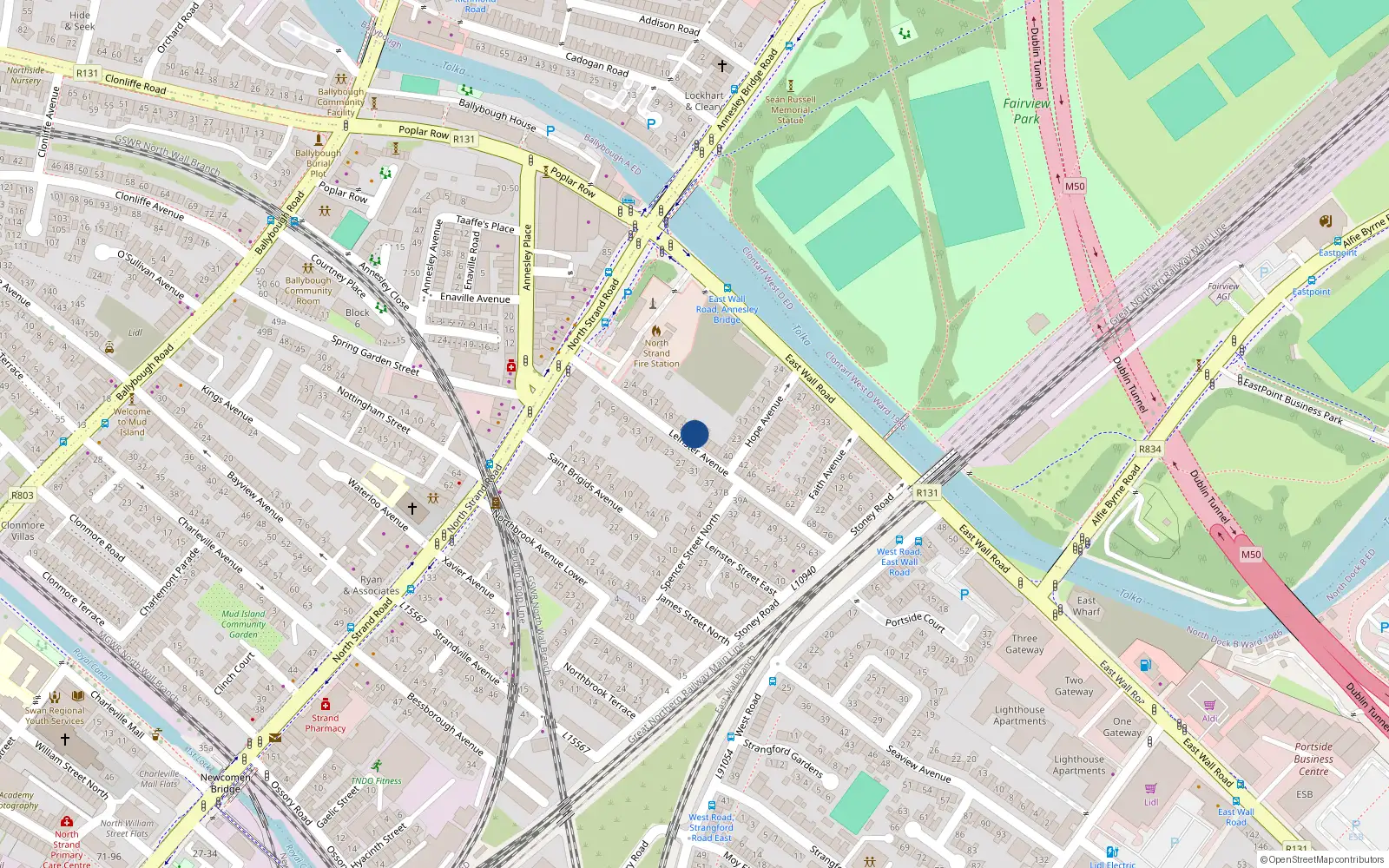 Overhead map showing the location of 26 Leinster Avenue, Dublin
