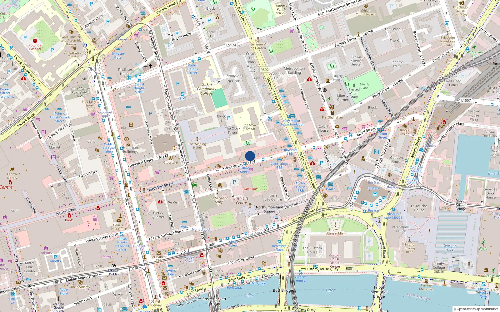 Overhead map showing the location of 26 Moland House, Talbot St, Dublin 1