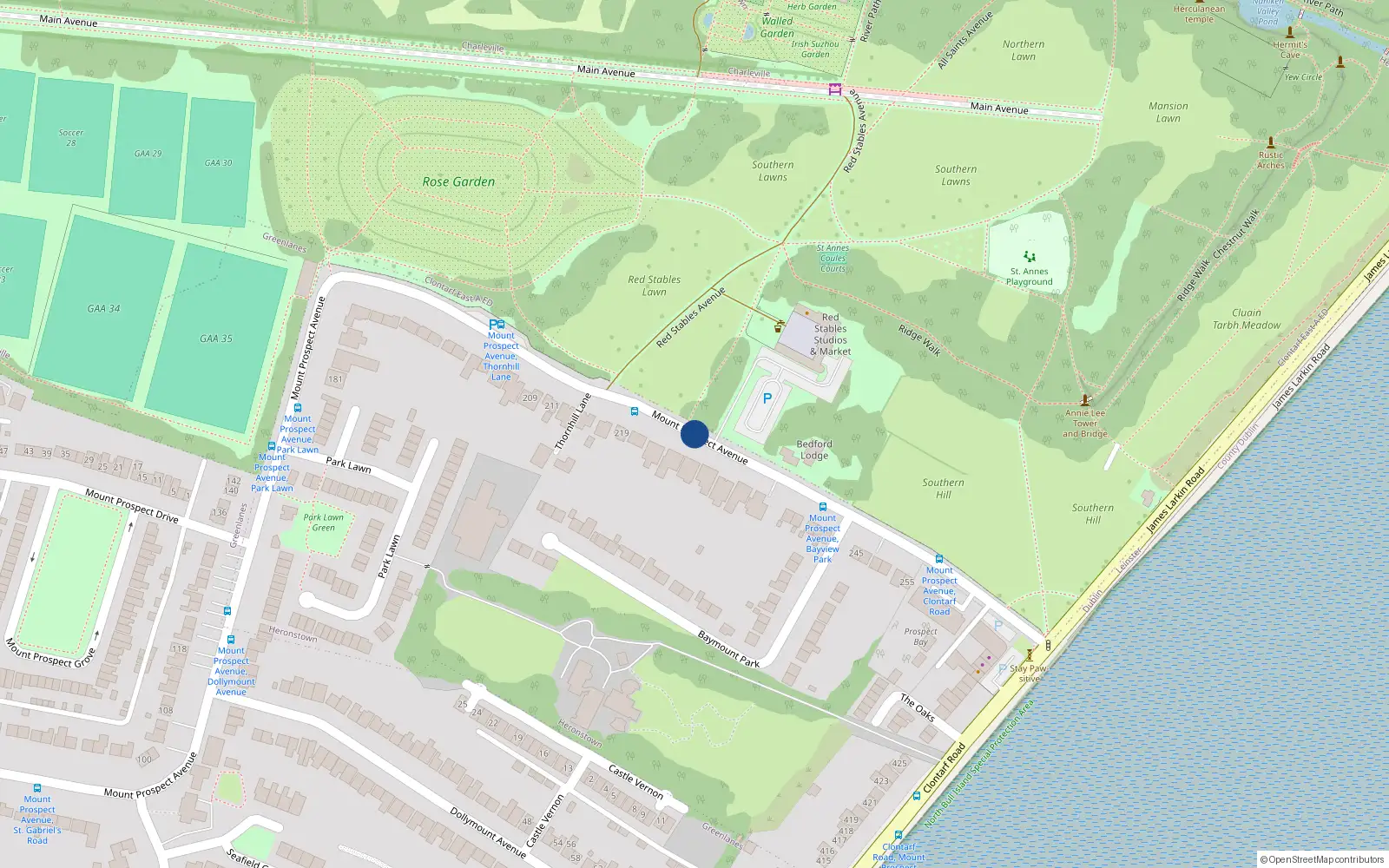 Overhead map showing the location of 26 Mount Prospect Avenue, Dublin 3