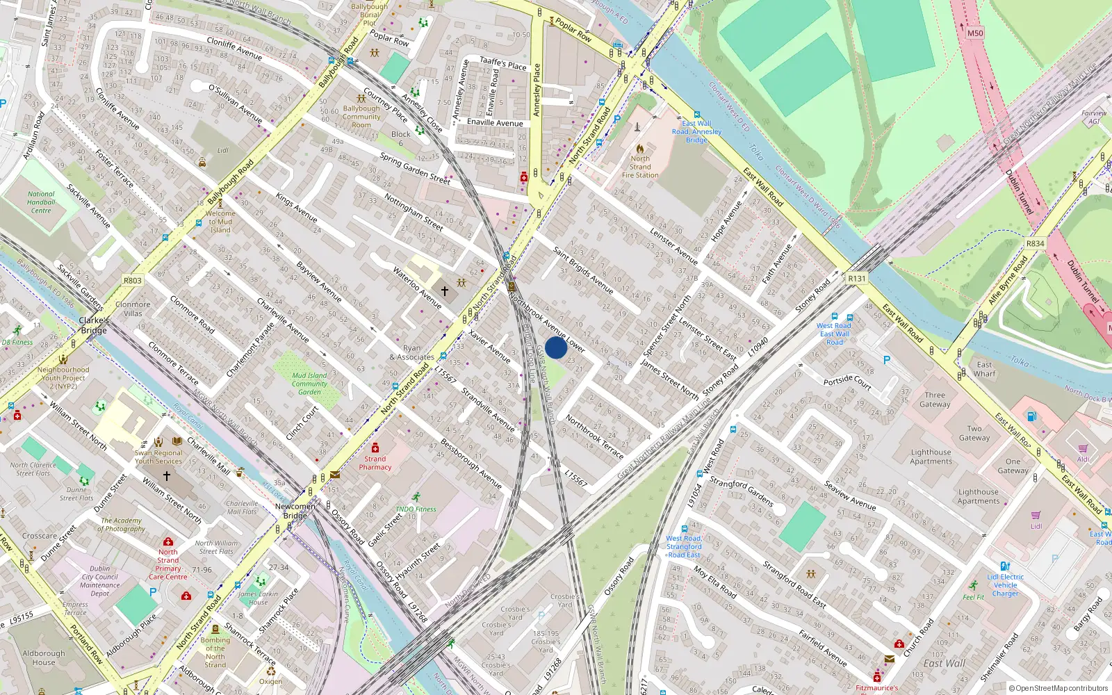 Overhead map showing the location of 26 Northbrook Avenue Lower, Dublin 3