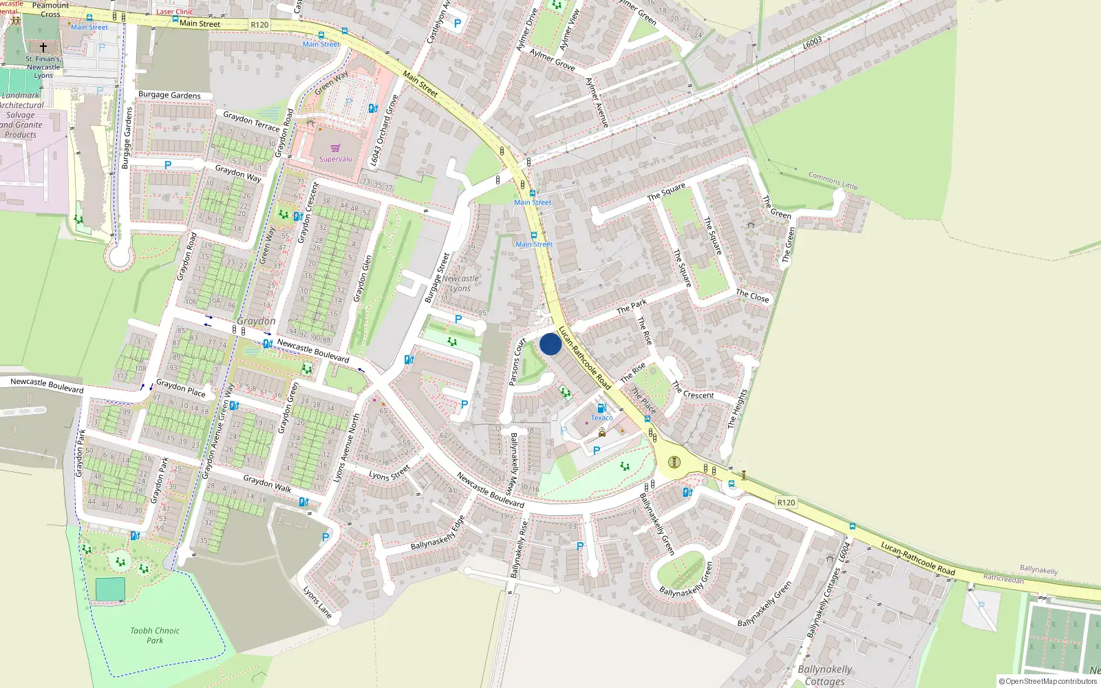 Overhead map showing the location of 26 Parson's Court