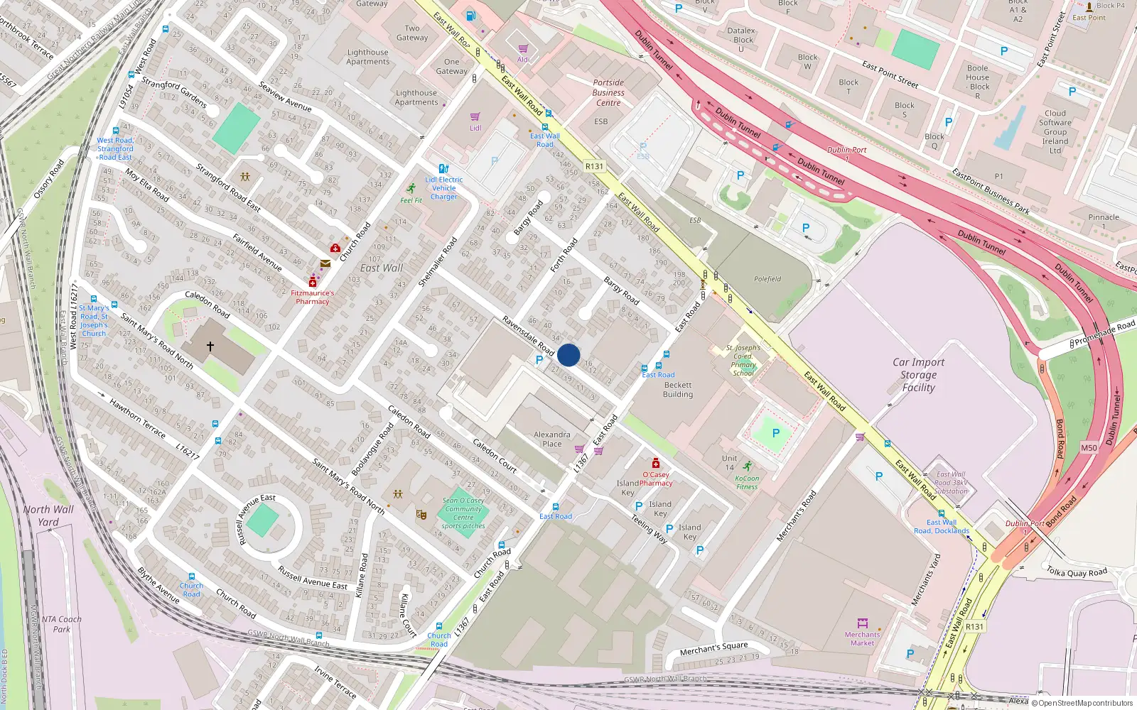 Overhead map showing the location of 26 Ravensdale Road, Dublin 3