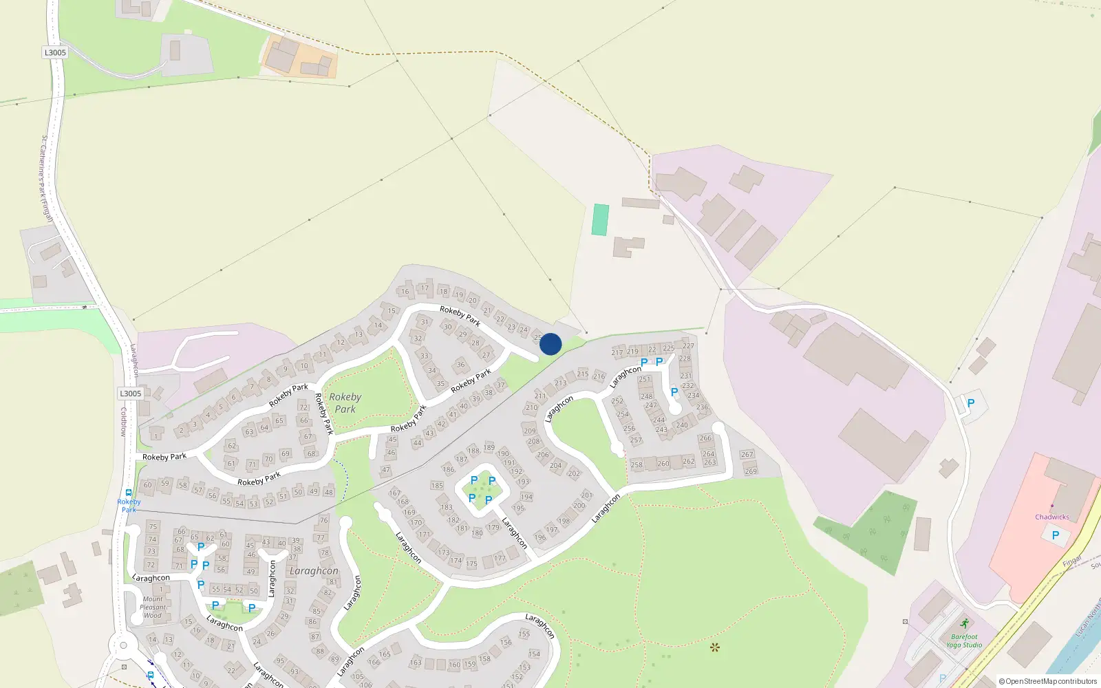 Overhead map showing the location of 26 Rokeby Park, Lucan