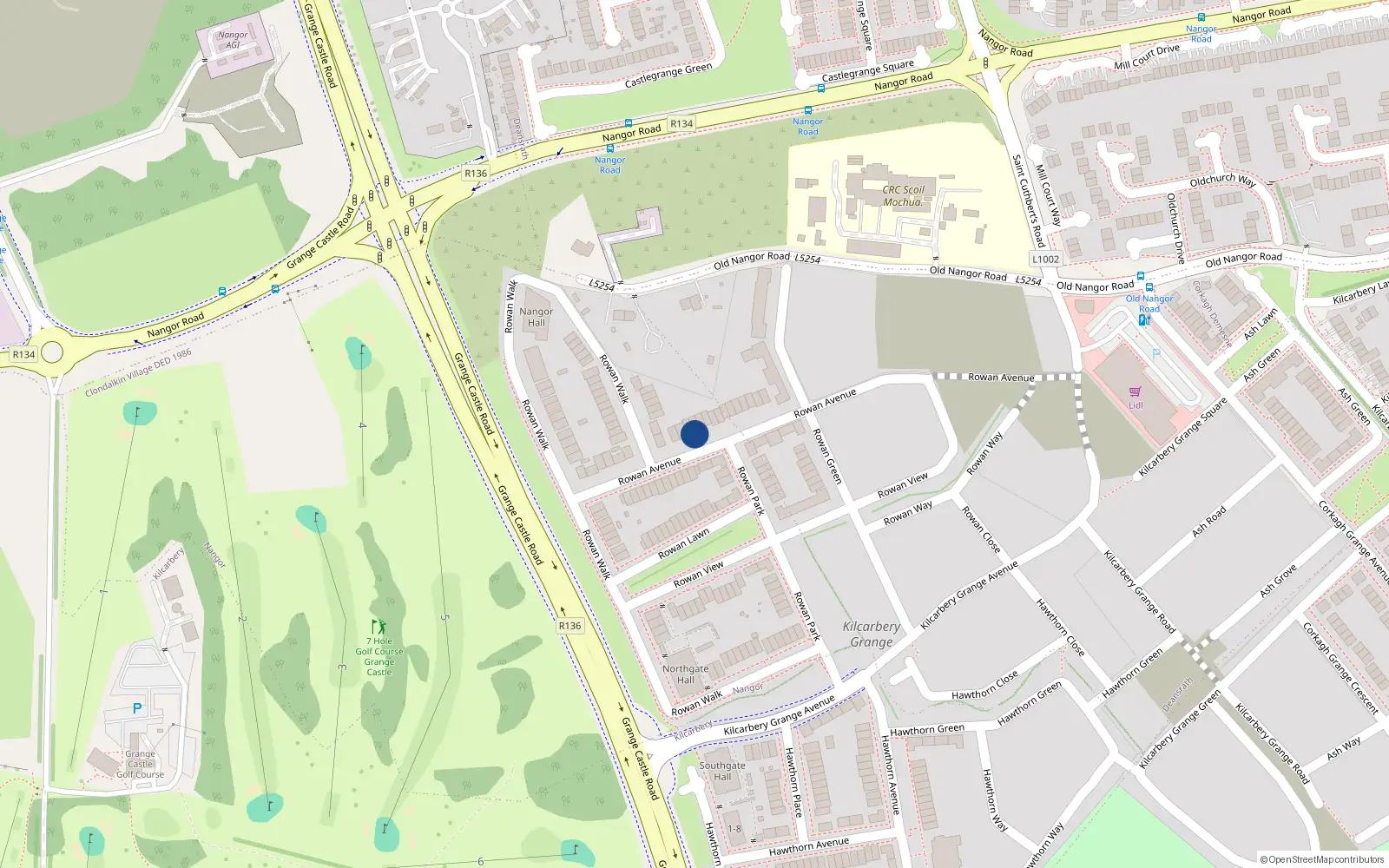 Overhead map showing the location of 26 Rowan Avenue, Nangor