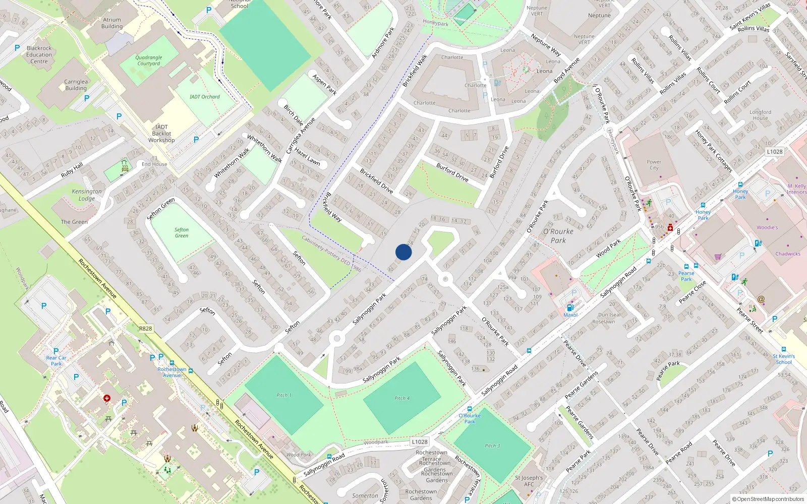 Overhead map showing the location of 26 Sallynoggin Park, Sallynoggin