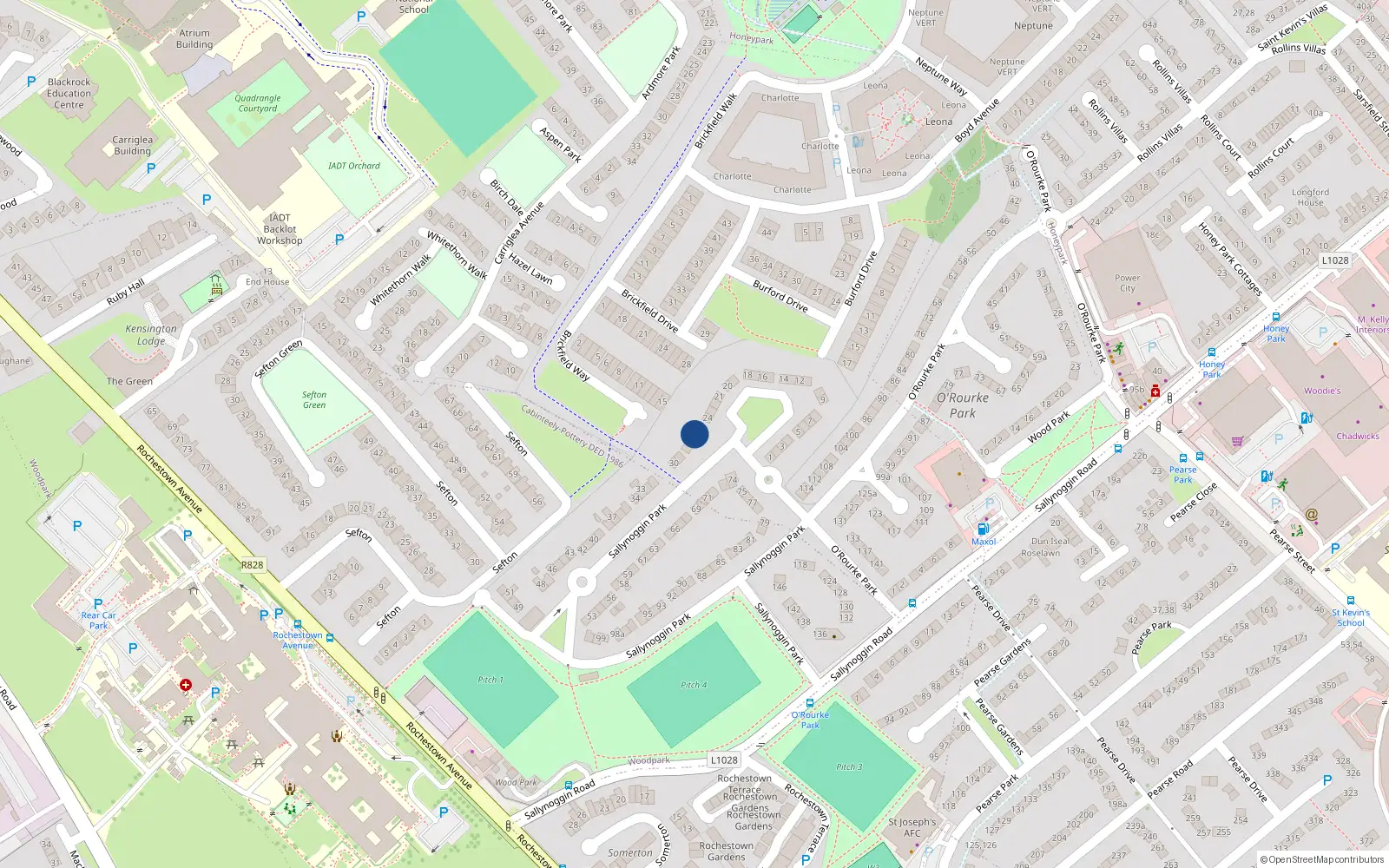 Overhead map showing the location of 26 Sallynoggin Park, Sallynoggin, Dublin