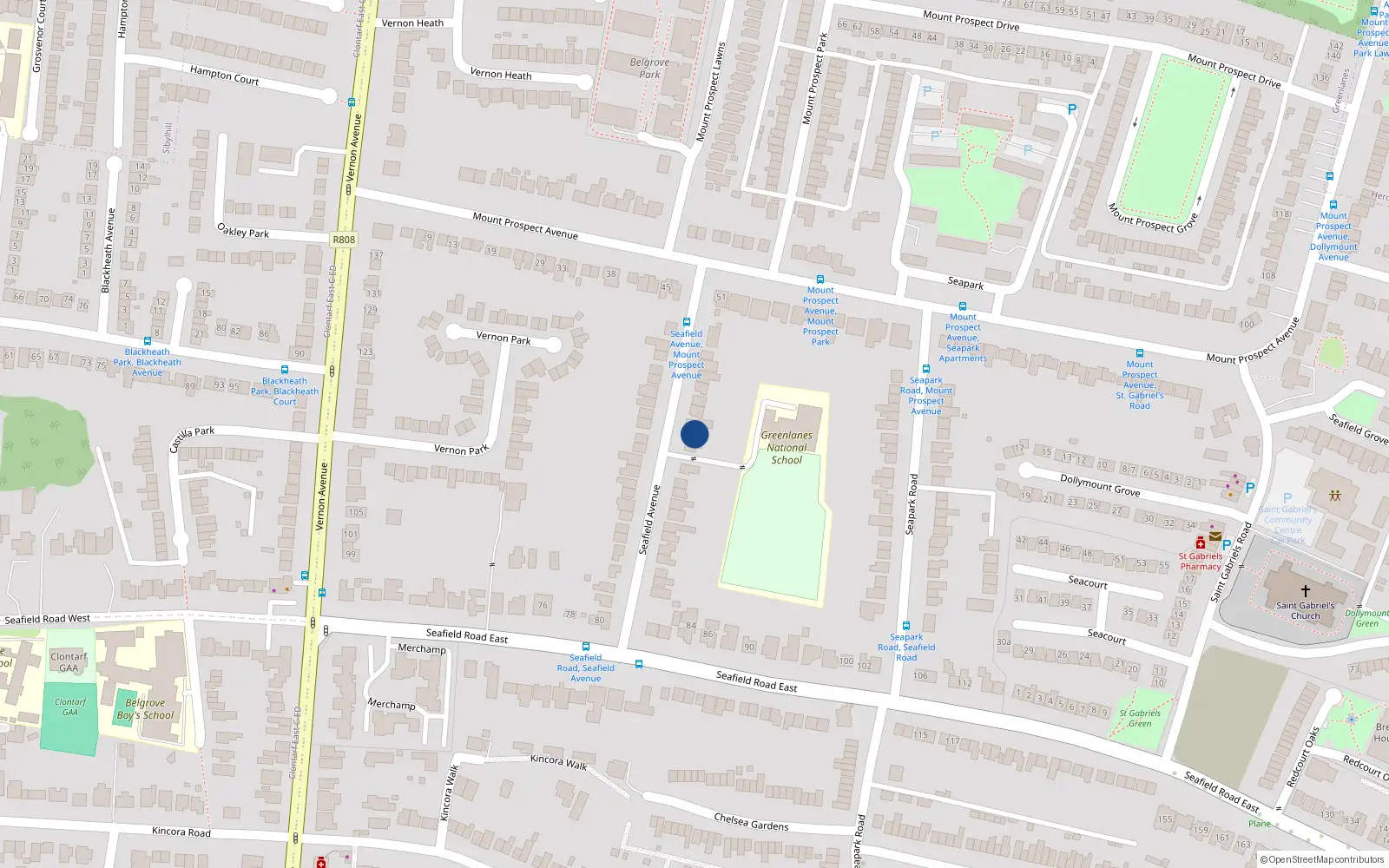 Overhead map showing the location of 26 Seafield Avenue, Dublin 3