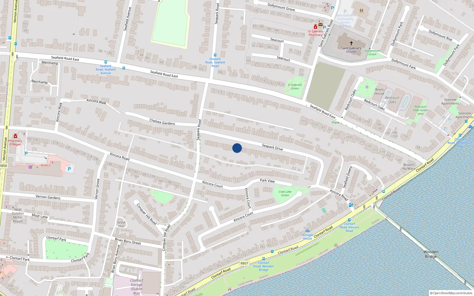 Overhead map showing the location of 26 Seapark Drive, Dublin 3