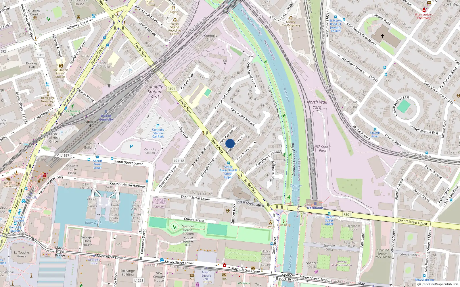 Overhead map showing the location of 26 Second Avenue, Dublin 1