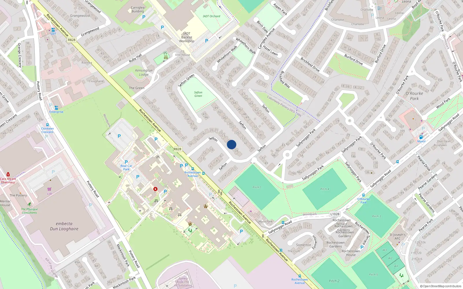 Overhead map showing the location of 26 Sefton, Dun Laoghaire