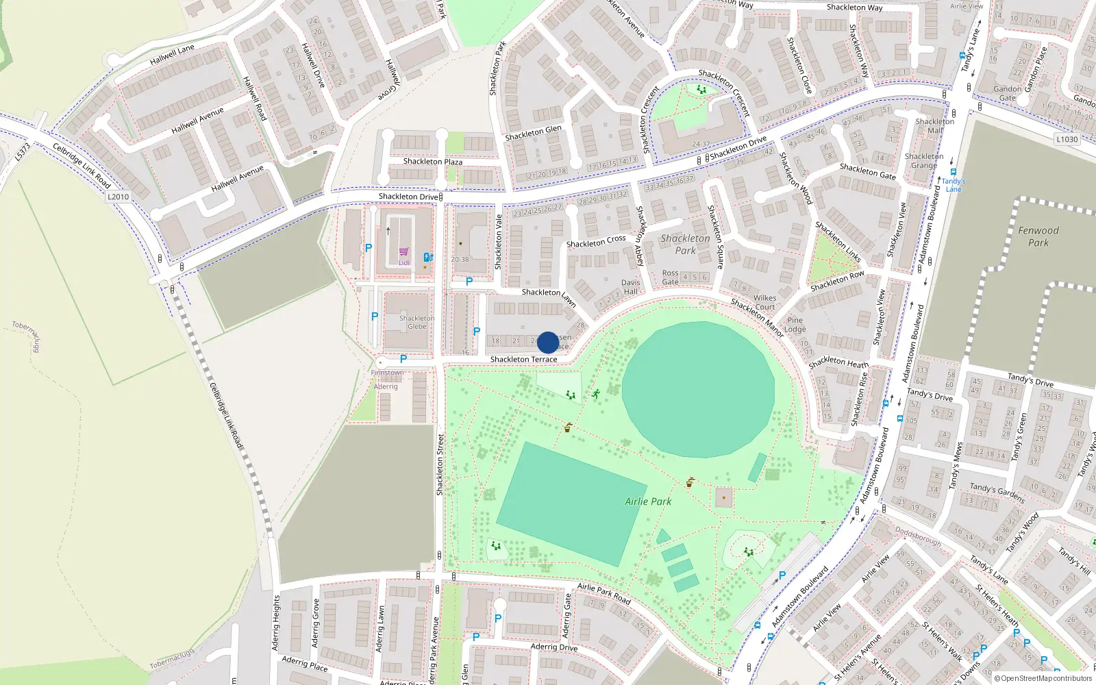 Overhead map showing the location of 26 Shackleton Terrace, Lucan