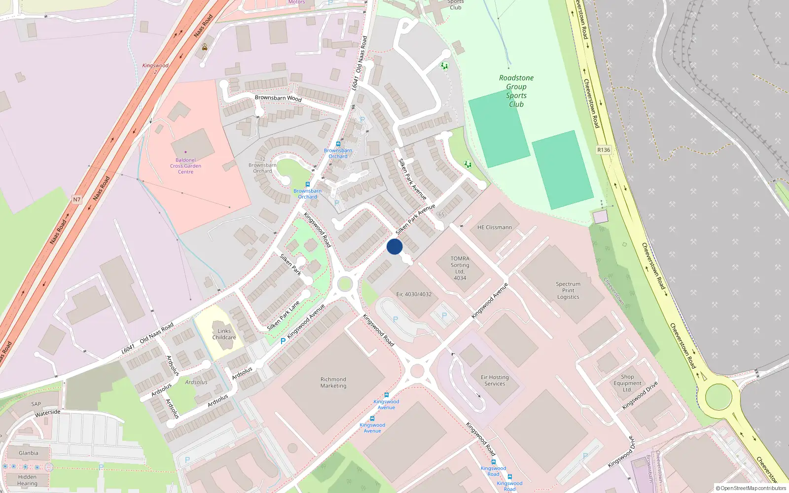 Overhead map showing the location of 26 Silken Park Avenue, Dublin