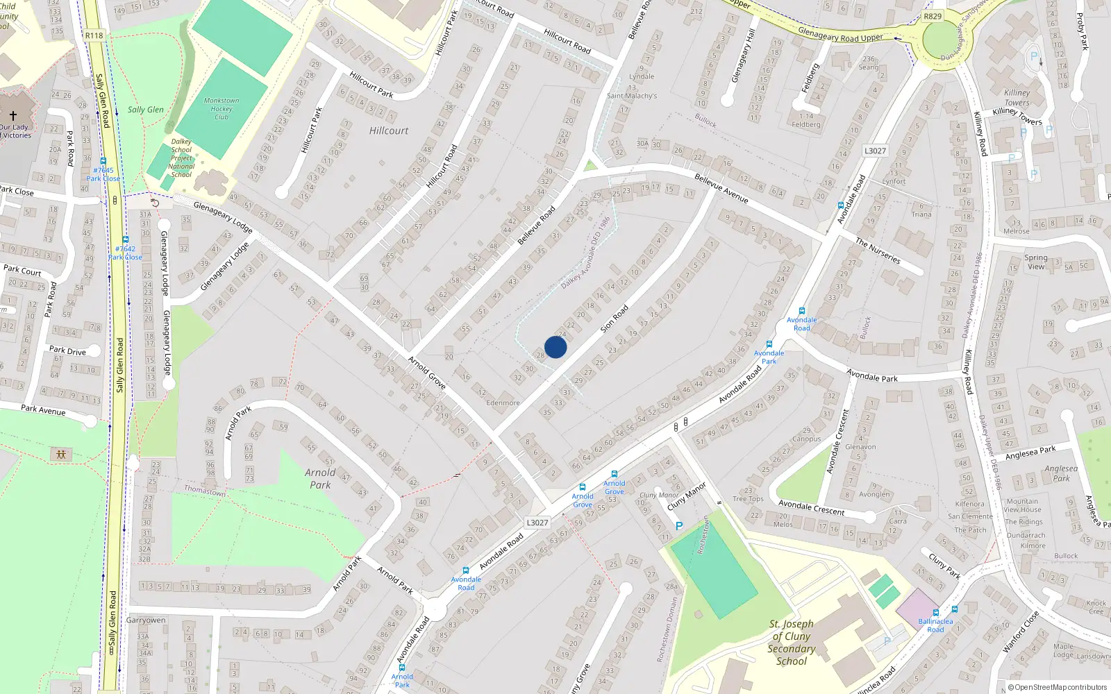 Overhead map showing the location of 26 Sion Road, Dublin