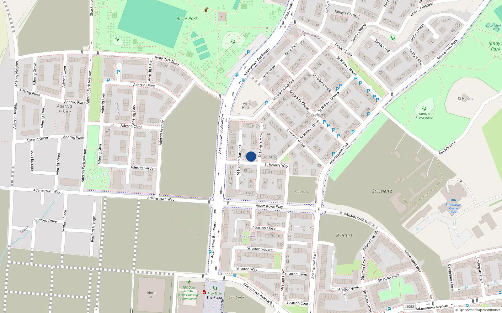 Overhead map showing the location of 26 St Helen's Way, Adamstown, Lucan
