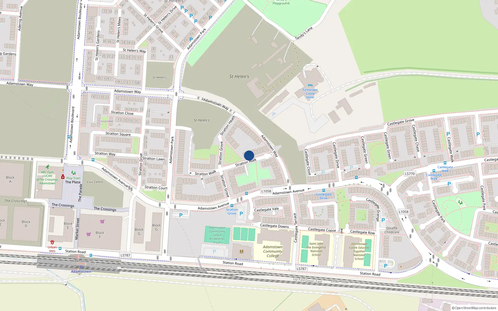 Overhead map showing the location of 26 Stratton Walk, Lucan