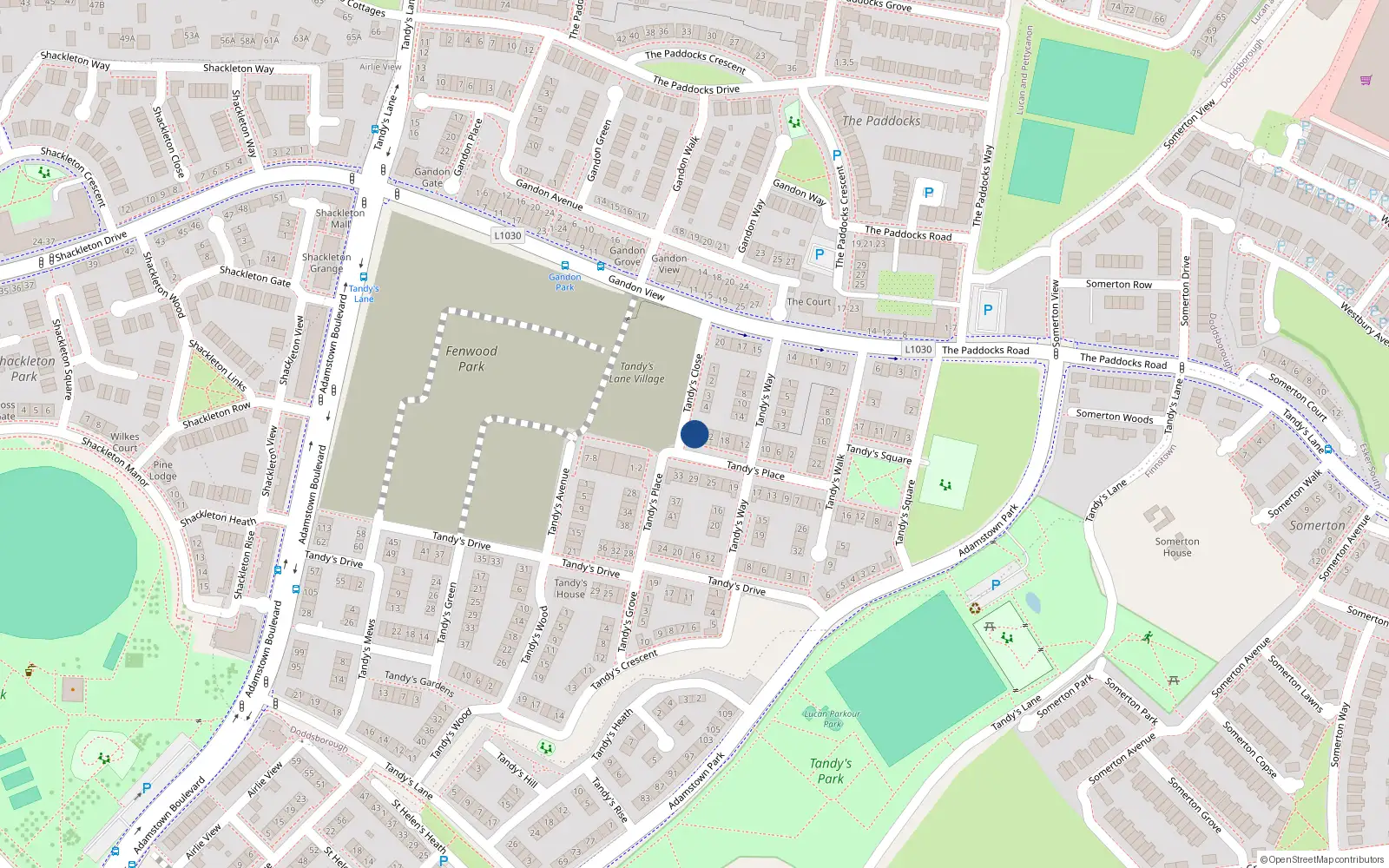 Overhead map showing the location of 26 Tandy's Place, Lucan