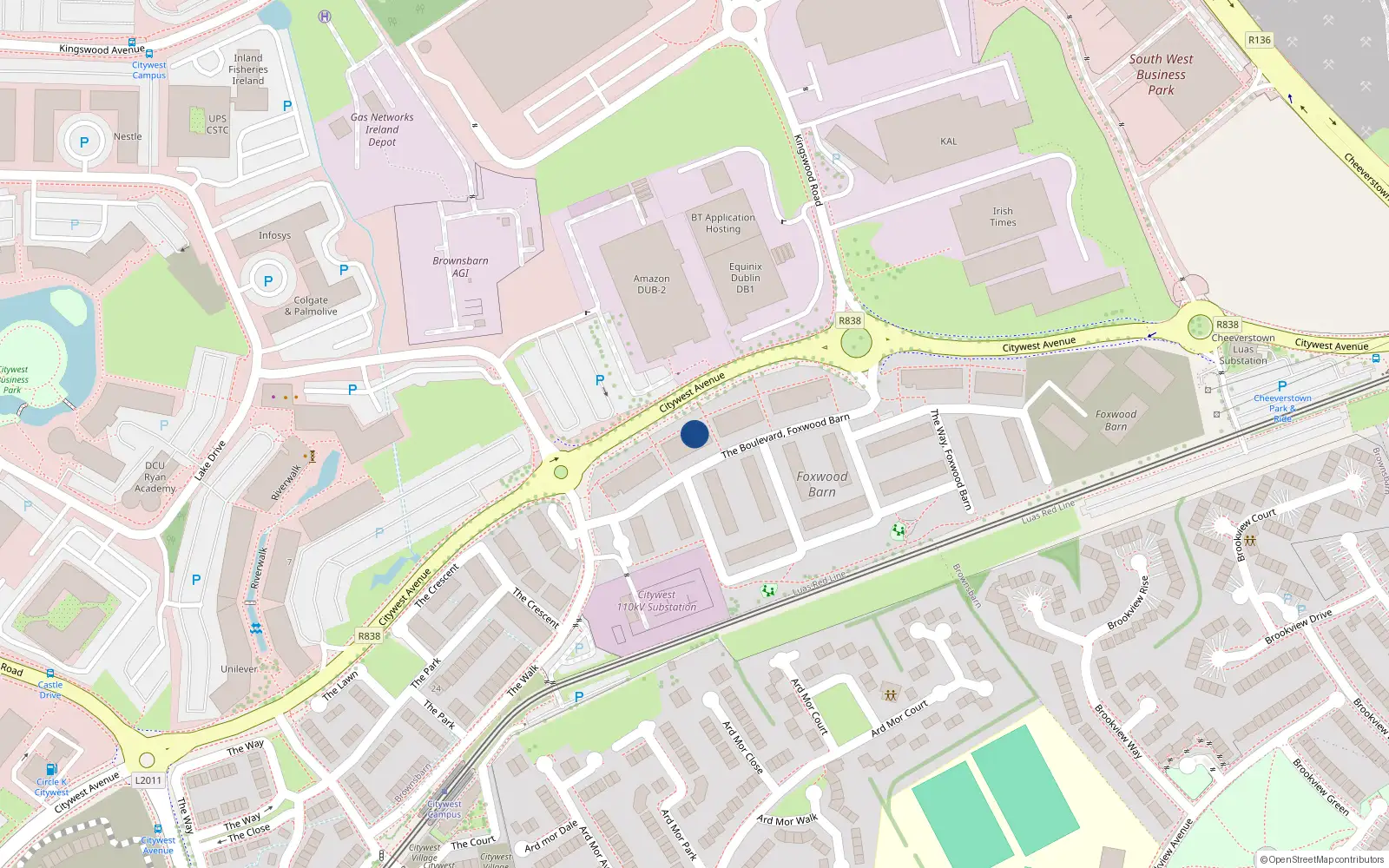 Overhead map showing the location of 26 The Boulevard, Brownsbarn