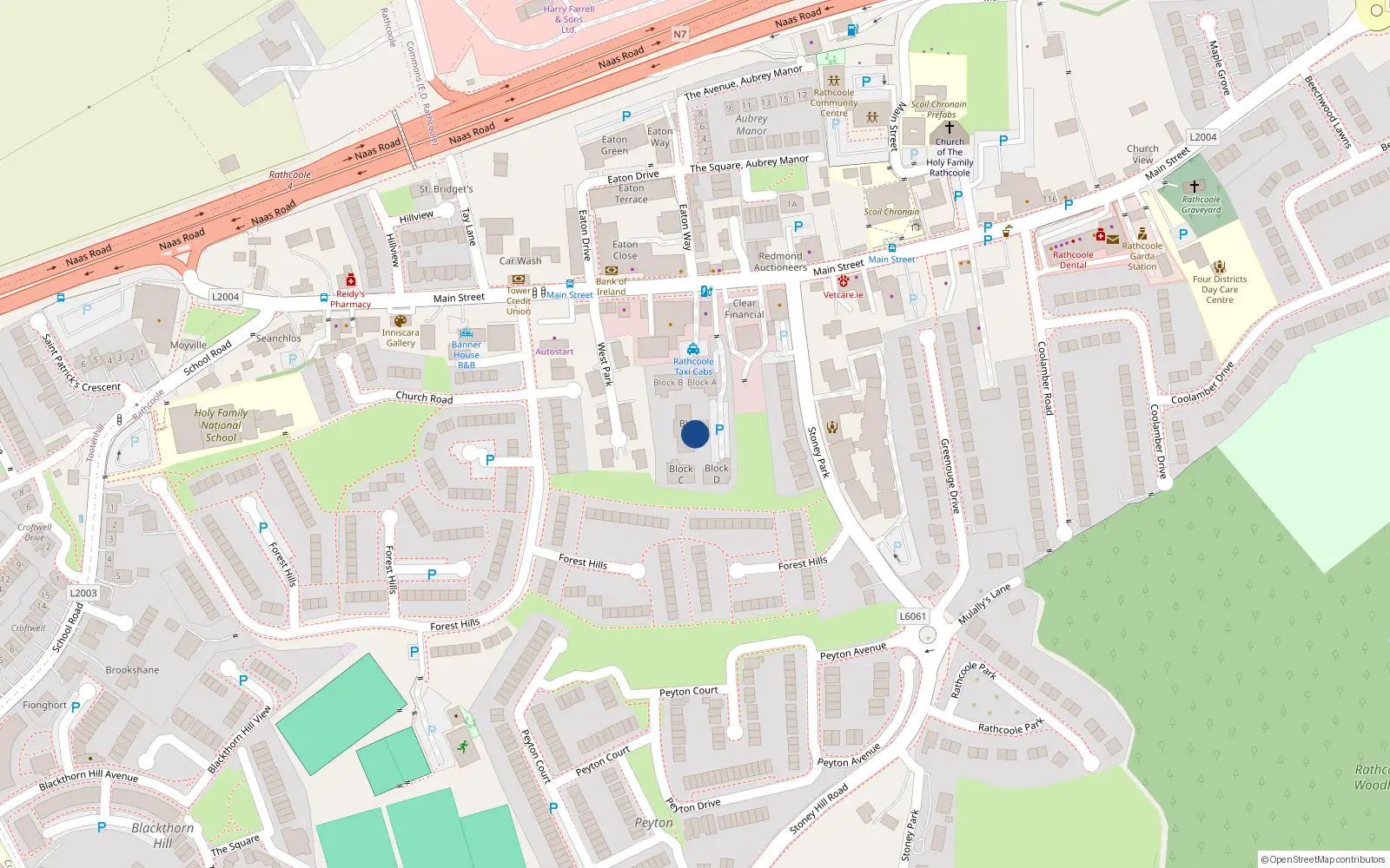 Overhead map showing the location of 26 the Courthouse Apts, Rathcoole, Co Dublin