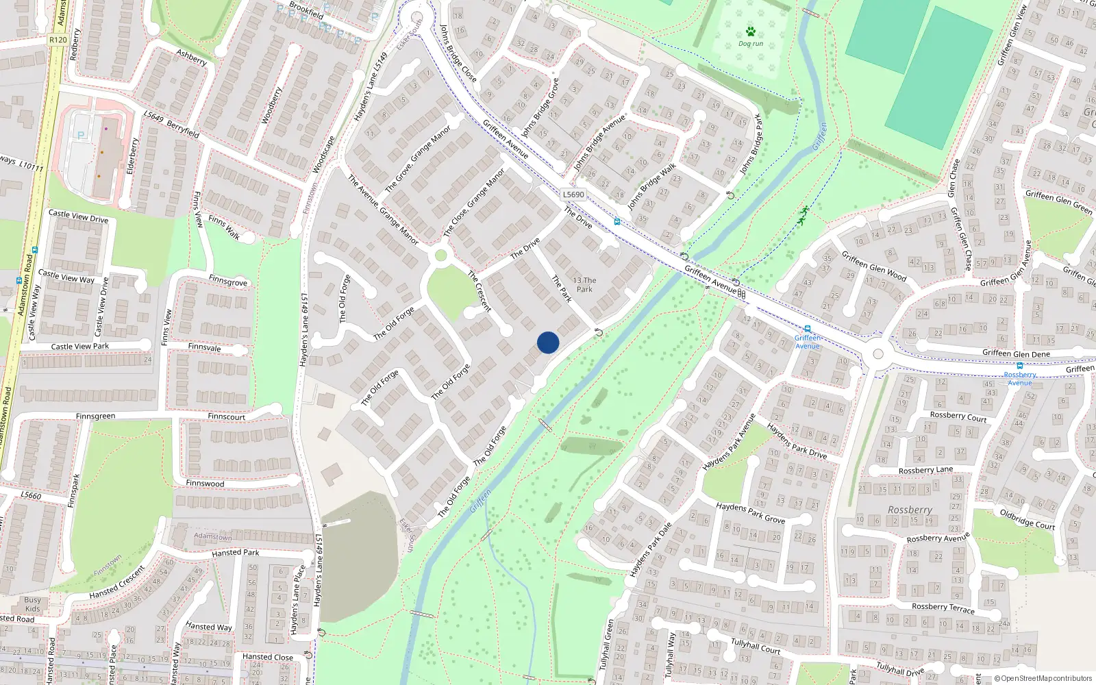 Overhead map showing the location of 26 The Park, Lucan