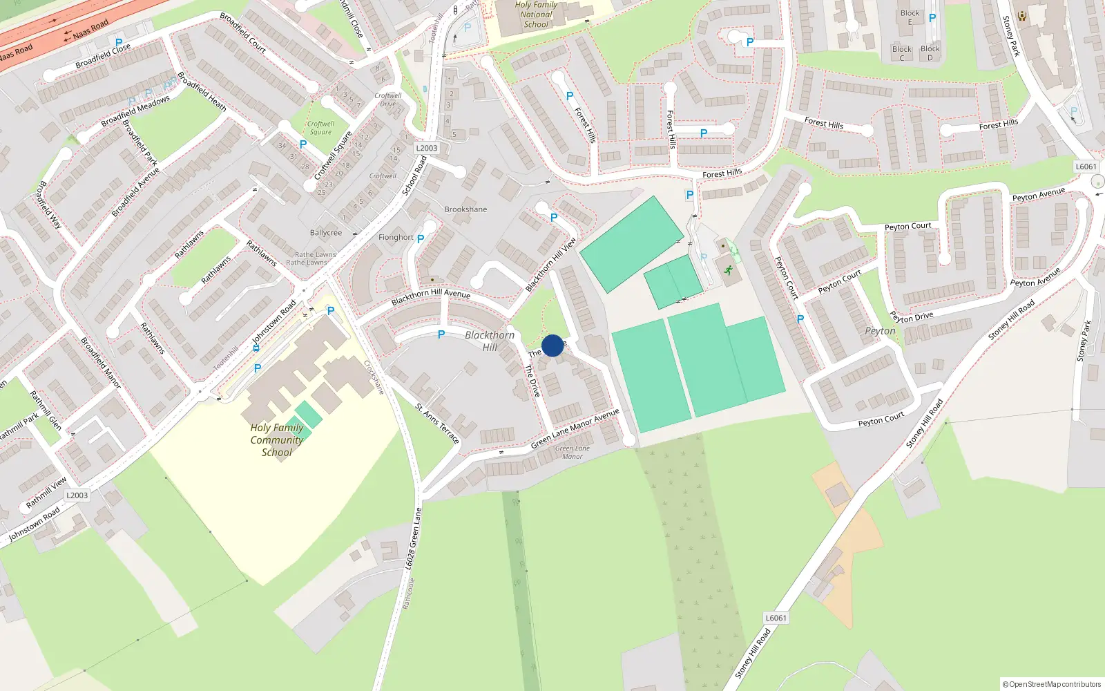 Overhead map showing the location of 26 The Square, Rathcoole