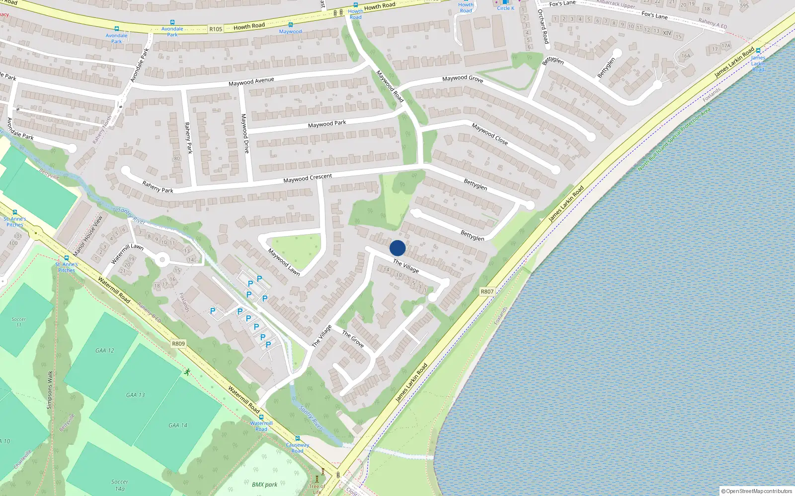 Overhead map showing the location of 26 the Village, Raheny, Dublin 5