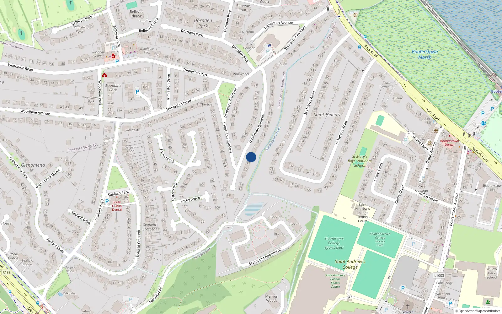 Overhead map showing the location of 26 Trimleston Gardens, Trimleston or Owenstown
