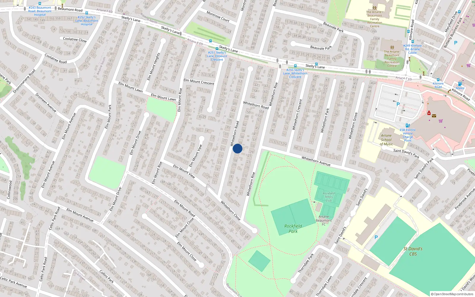 Overhead map showing the location of 26 Whitethorn Road, Artane, Dublin 5
