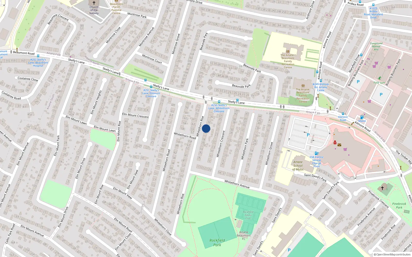 Overhead map showing the location of 26 Whitethorn Rise, Dublin 5