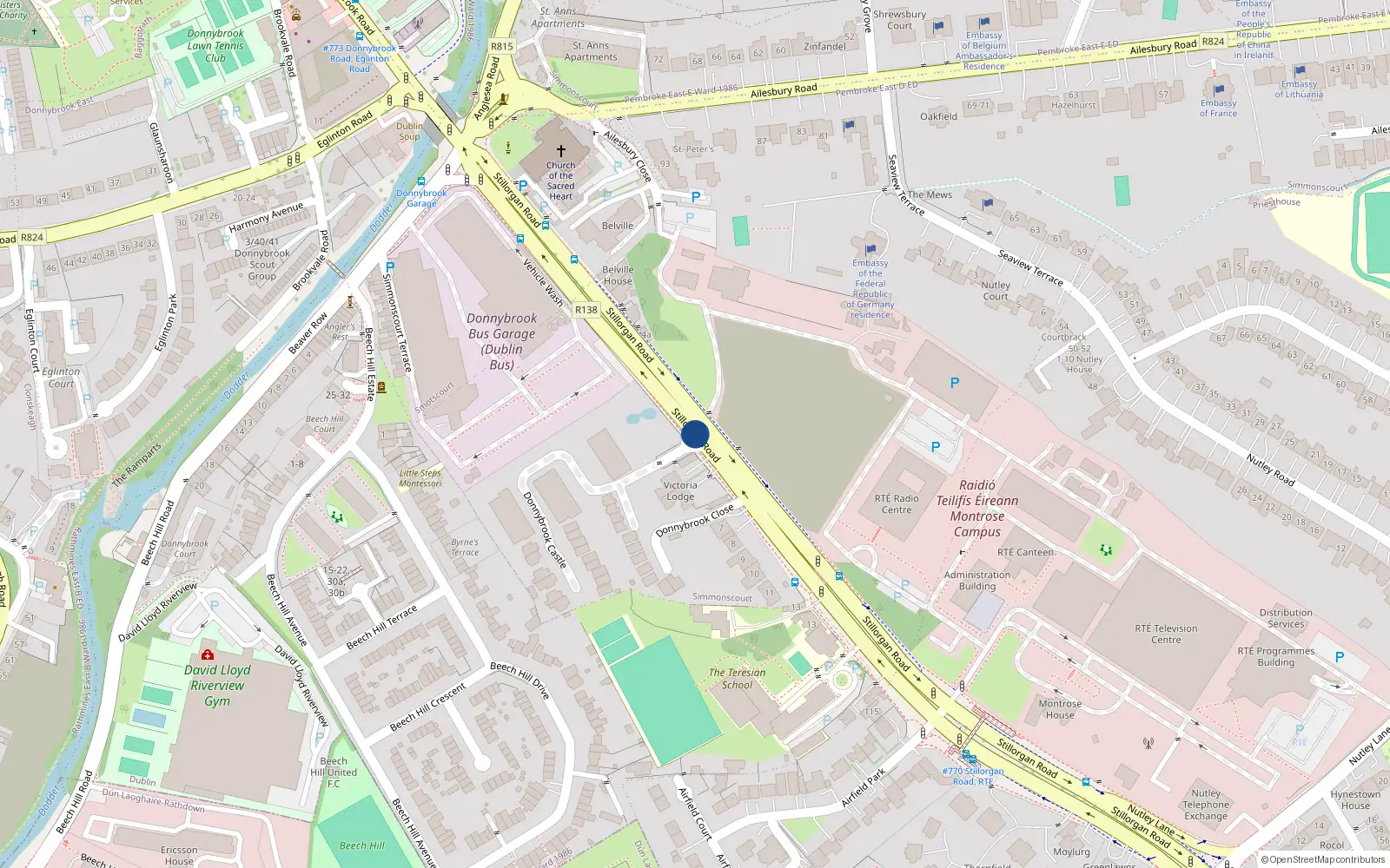 Overhead map showing the location of 26 Woodbine House, Stillorgan Road, Simmonscourt