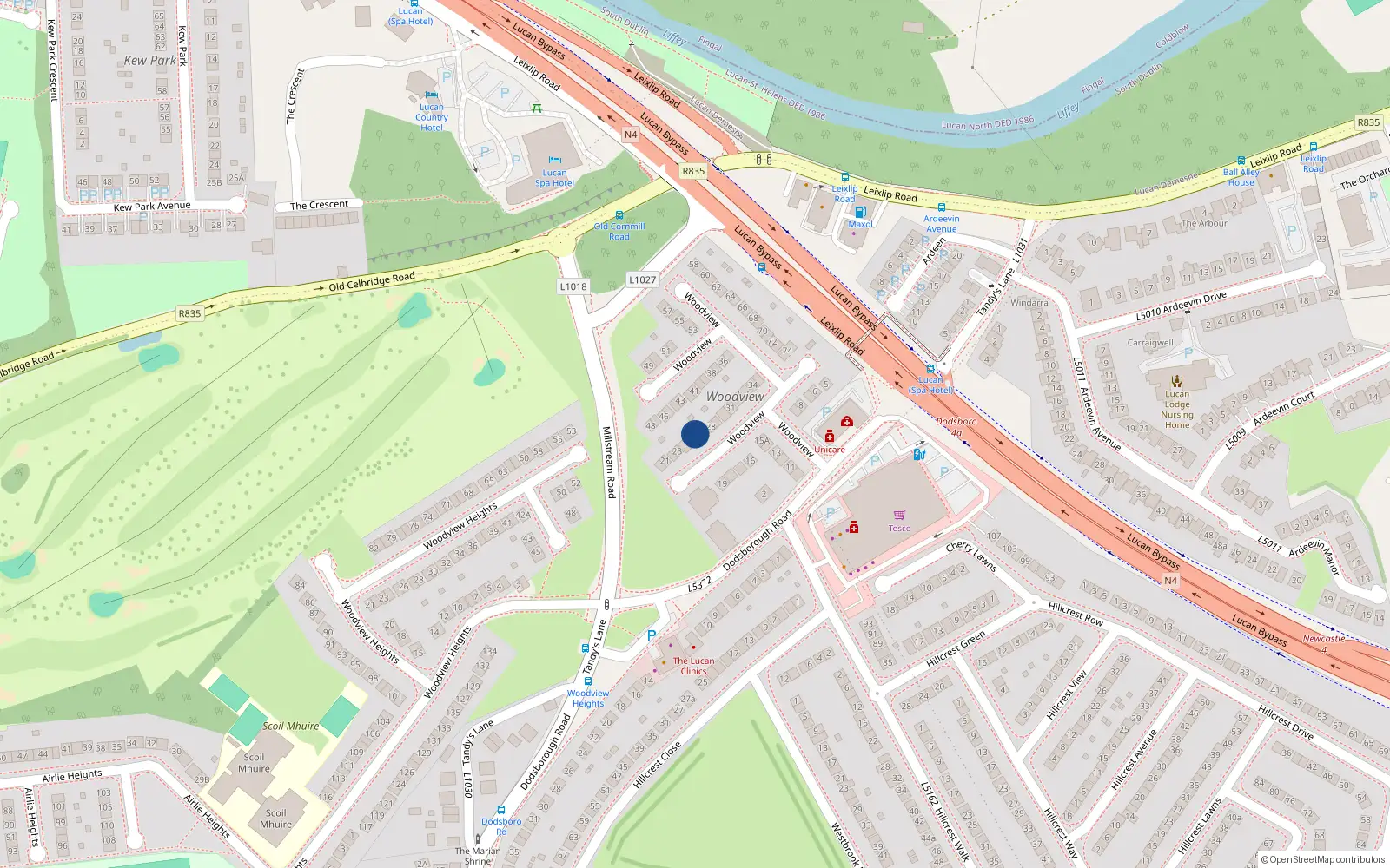 Overhead map showing the location of 26 Woodview, Lucan