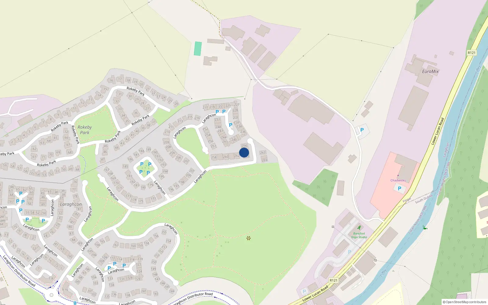 Overhead map showing the location of 264 Laraghcon, Lucan