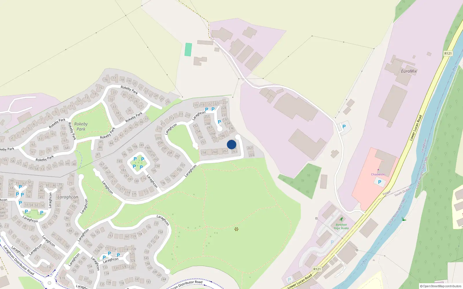 Overhead map showing the location of 265 Laraghcon, Lucan